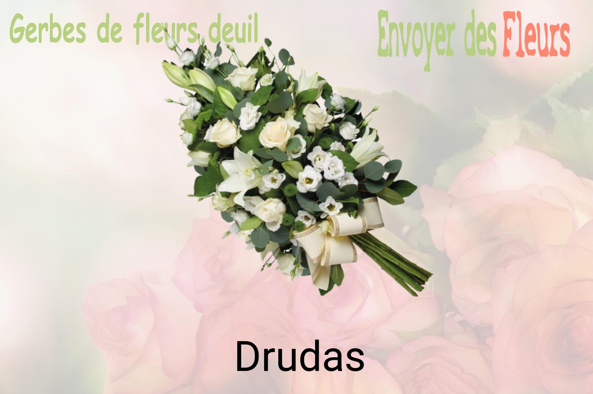 Gerbe de fleurs de deuil livrée à Drudas